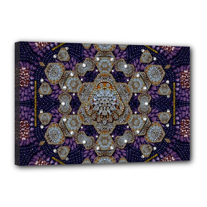 Flowers Of Diamonds In Harmony And Structures Of Love Canvas 18  x 12  (Stretched)