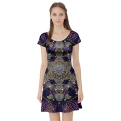 Flowers Of Diamonds In Harmony And Structures Of Love Short Sleeve Skater Dress by pepitasart