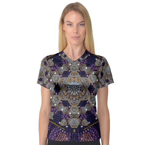 Flowers Of Diamonds In Harmony And Structures Of Love V-neck Sport Mesh T-shirt by pepitasart