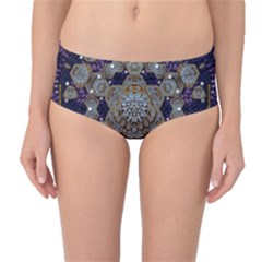 Flowers Of Diamonds In Harmony And Structures Of Love Mid-waist Bikini Bottoms by pepitasart