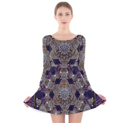 Flowers Of Diamonds In Harmony And Structures Of Love Long Sleeve Velvet Skater Dress