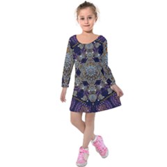 Flowers Of Diamonds In Harmony And Structures Of Love Kids  Long Sleeve Velvet Dress