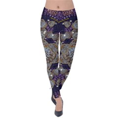 Flowers Of Diamonds In Harmony And Structures Of Love Velvet Leggings