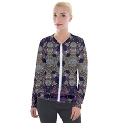 Flowers Of Diamonds In Harmony And Structures Of Love Velvet Zip Up Jacket by pepitasart