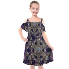 Flowers Of Diamonds In Harmony And Structures Of Love Kids  Cut Out Shoulders Chiffon Dress by pepitasart