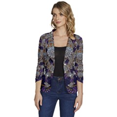 Flowers Of Diamonds In Harmony And Structures Of Love Women s One-button 3/4 Sleeve Short Jacket by pepitasart