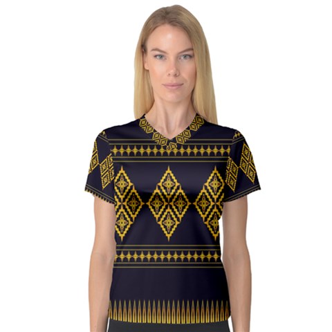 Abstract-batik Klasikjpg V-neck Sport Mesh T-shirt by nateshop