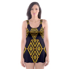 Abstract-batik Klasikjpg Skater Dress Swimsuit by nateshop