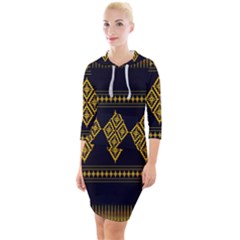 Abstract-batik Klasikjpg Quarter Sleeve Hood Bodycon Dress by nateshop