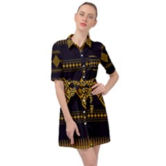 Abstract-batik Klasikjpg Belted Shirt Dress by nateshop