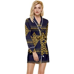 Abstract-batik Klasikjpg Long Sleeve Satin Robe by nateshop