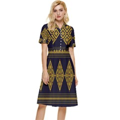 Abstract-batik Klasikjpg Button Top Knee Length Dress