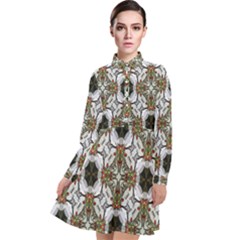 Background-baitik Long Sleeve Chiffon Shirt Dress by nateshop