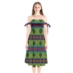 Background-batik 01 Shoulder Tie Bardot Midi Dress by nateshop