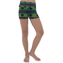 Background-batik 01 Kids  Lightweight Velour Yoga Shorts by nateshop