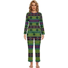 Background-batik 01 Womens  Long Sleeve Lightweight Pajamas Set by nateshop