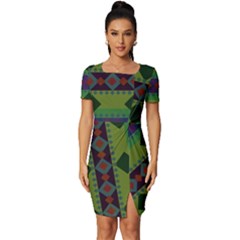 Background-batik 01 Fitted Knot Split End Bodycon Dress by nateshop