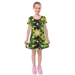 Background-batik 02 Kids  Short Sleeve Velvet Dress by nateshop