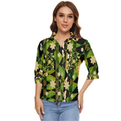 Background-batik 02 Women s Quarter Sleeve Pocket Shirt