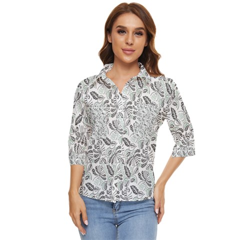 Batik Klasik In Indonesia Women s Quarter Sleeve Pocket Shirt by nateshop