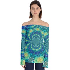 Fractal Off Shoulder Long Sleeve Top by nateshop