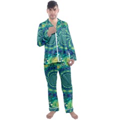 Fractal Men s Long Sleeve Satin Pajamas Set by nateshop