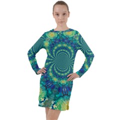 Fractal Long Sleeve Hoodie Dress