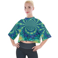 Fractal Mock Neck T-shirt by nateshop