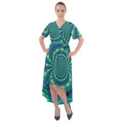 Fractal Front Wrap High Low Dress