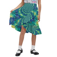 Fractal Kids  Ruffle Flared Wrap Midi Skirt