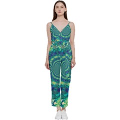 Fractal V-neck Camisole Jumpsuit by nateshop