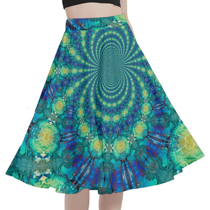 Fractal A-Line Full Circle Midi Skirt With Pocket