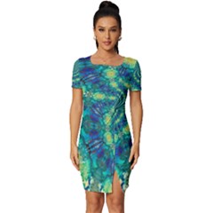 Fractal Fitted Knot Split End Bodycon Dress by nateshop