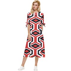 Motif-20 Bow Sleeve Chiffon Midi Dress by nateshop