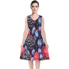 Berries-01 V-neck Midi Sleeveless Dress  by nateshop