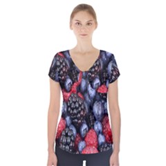 Berries-01 Short Sleeve Front Detail Top by nateshop