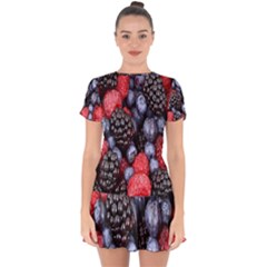 Berries-01 Drop Hem Mini Chiffon Dress by nateshop