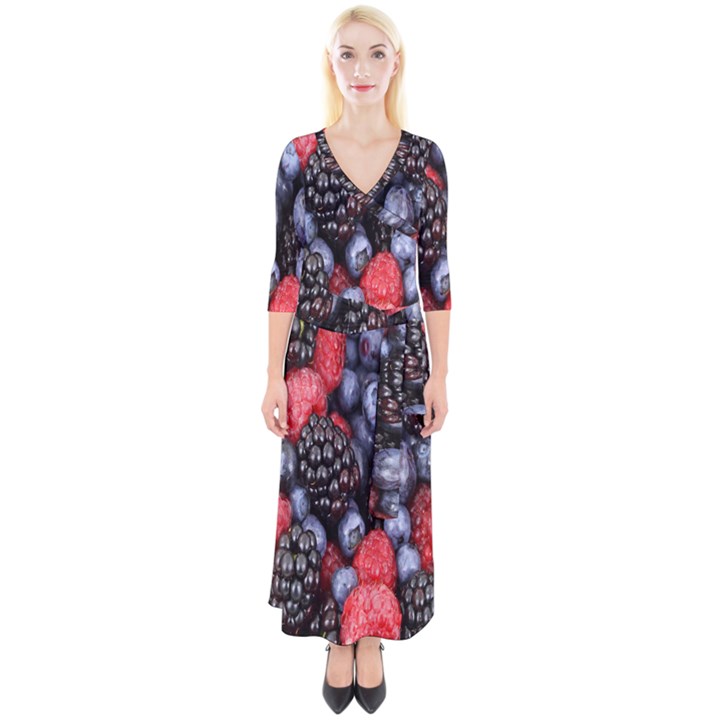 Berries-01 Quarter Sleeve Wrap Maxi Dress