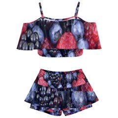 Berries-01 Kids  Off Shoulder Skirt Bikini by nateshop