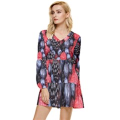 Berries-01 Tiered Long Sleeve Mini Dress by nateshop