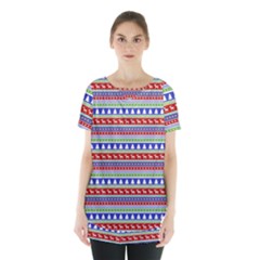 Christmas-color-stripes Pattern Skirt Hem Sports Top