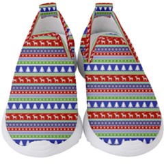 Christmas-color-stripes Pattern Kids  Slip On Sneakers