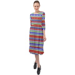 Christmas-color-stripes Pattern Ruffle End Midi Chiffon Dress by Bedest