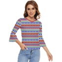 Christmas-color-stripes Pattern Bell Sleeve Top View1