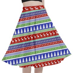 Christmas-color-stripes Pattern A-line Full Circle Midi Skirt With Pocket by Bedest