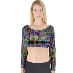 Wallpaper-background-colorful Long Sleeve Crop Top by Bedest