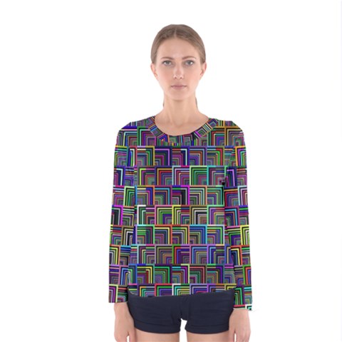 Wallpaper-background-colorful Women s Long Sleeve T-shirt by Bedest