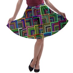 Wallpaper-background-colorful A-line Skater Skirt by Bedest