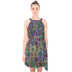 Wallpaper-background-colorful Halter Collar Waist Tie Chiffon Dress by Bedest