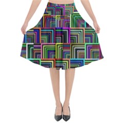 Wallpaper-background-colorful Flared Midi Skirt by Bedest